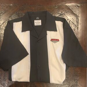 Men's Black and White Button Down Shirt GTO logo